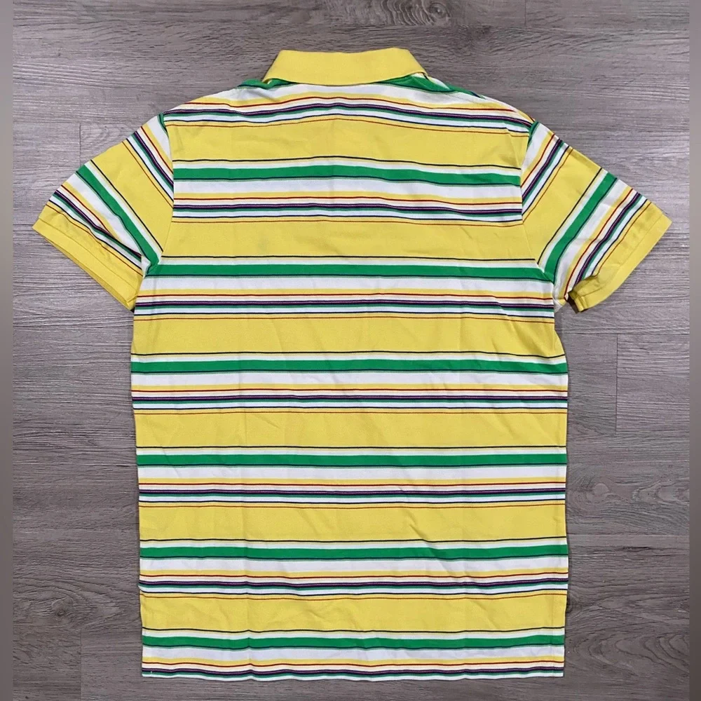 Polo Ralph‎ Lauren Striped Polo Shirt Custom Fit Large Yellow
